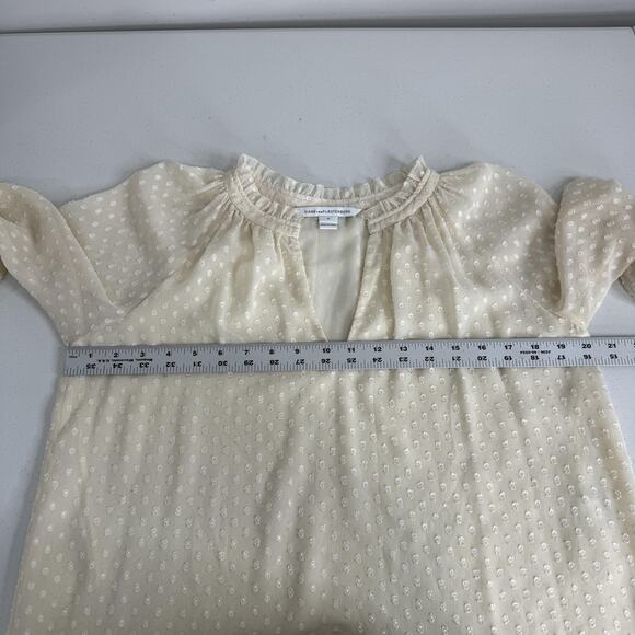 Diane von Furstenberg Blouse Womens 6 Cream Swiss Dot Popover Top Preppy Boho - Picture 10 of 15